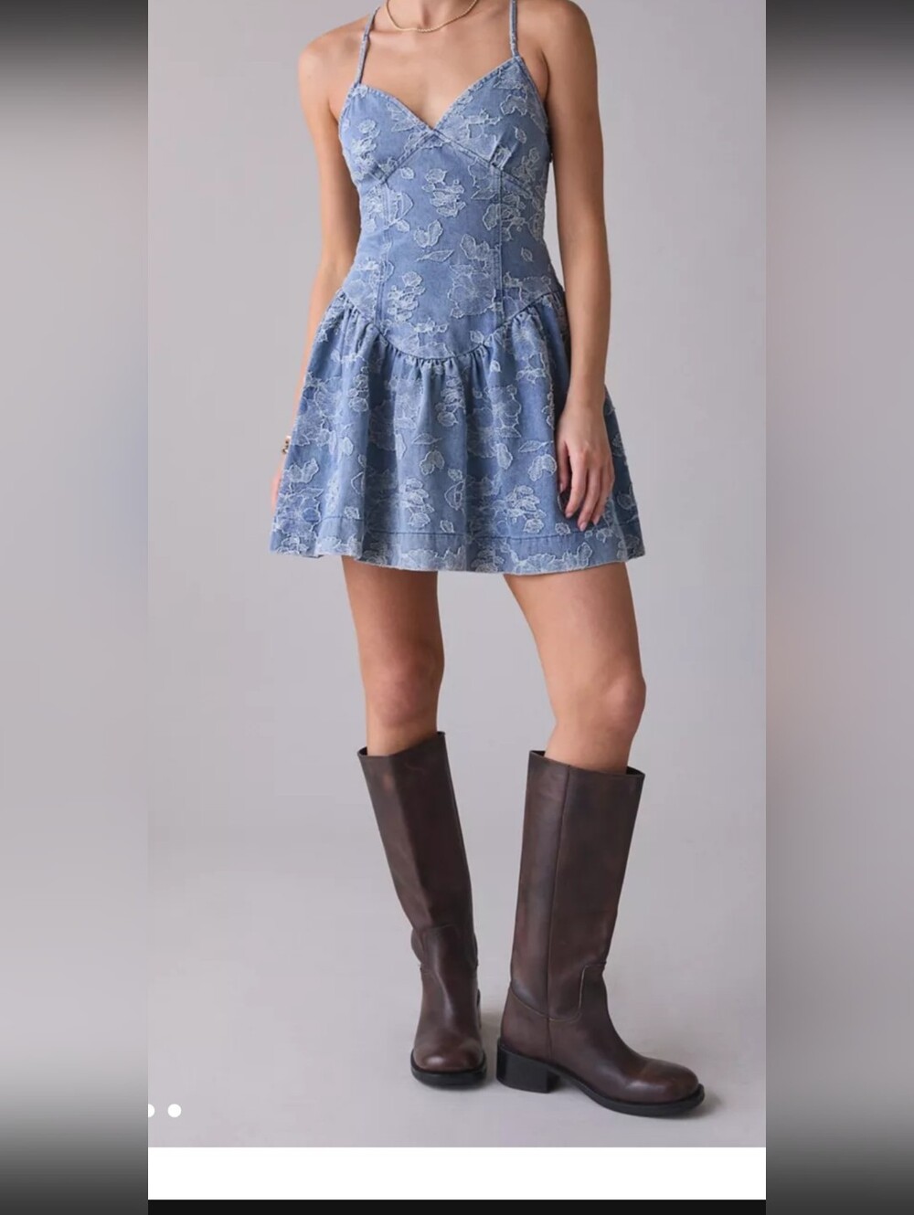En Saison Blue Floral Denim Mini Skirt